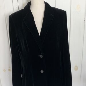 Kate Hill Velvet Rayon Silk Blend 2 Button Blazer